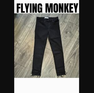 Flying Monkey Black Ankle Jeans with Frayed Hem